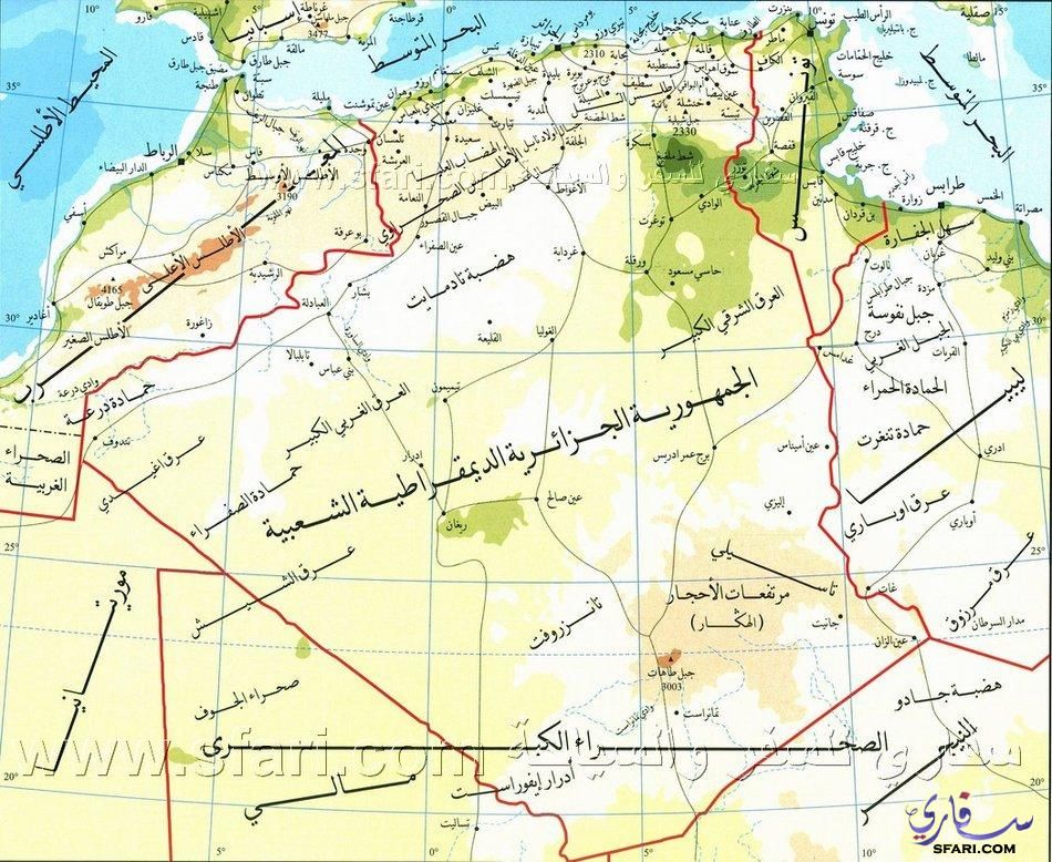 هذة البلد من افضل البلاد العربية الشقيقة , خريطة الجزائر الطبيعية