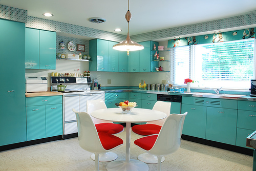 الوان حوائط المطبخ - استغلي وقتك في تغيير لون جدران مطبخك Turquoise Decorative Kitchen Painting Ideas Colorful